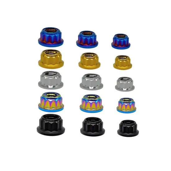M10 Hexagonal Chain Wheel Titanium Alloy Modified Flange Locking Nut (Rainbow) 
