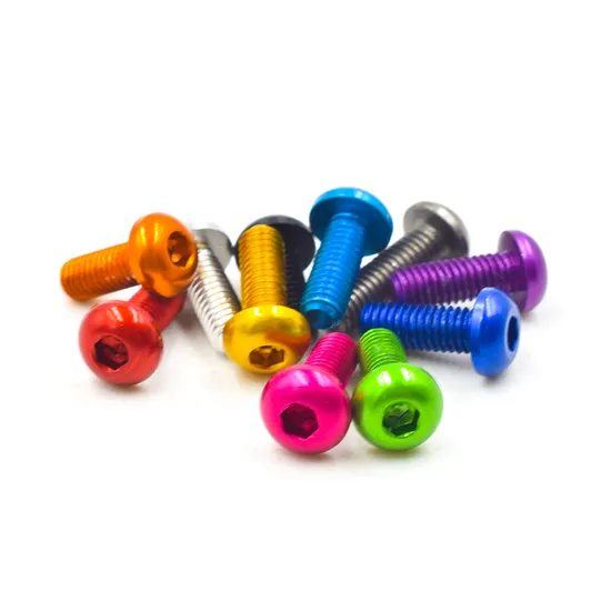 Colorful Anodized Aluminum Titanium ISO 7380 Hex Socket Button Head Machine Screw 